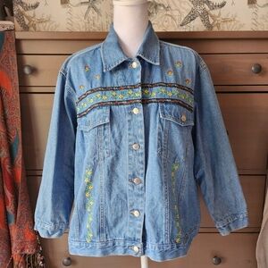 Embroidered Denim Jacket WOMENS SIZE 1X
